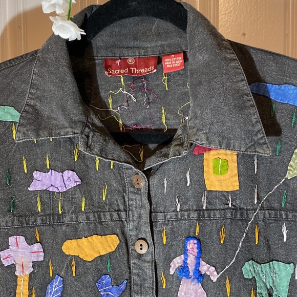 Rare Sacred Threads Medium Vintage Distressed Jacket. Hand stitching. 95. OBO - Picture 16 of 17
